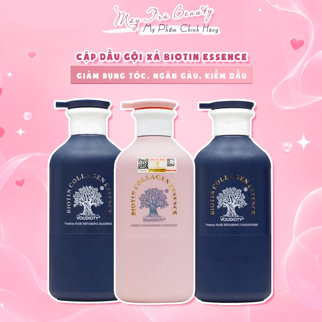 Cặp Dầu Gội Xả Biotin Essence Giảm Rụng Tóc, Ngăn gàu , Kiềm dầu, Phục hồi hư tổn 500ml