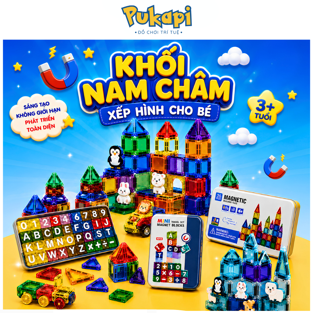 Bộ Xếp Hình Nam Châm Chữ Cái Và Số Đồ Chơi Tư Duy - Đồ Chơi Cho Bé PUKAPI