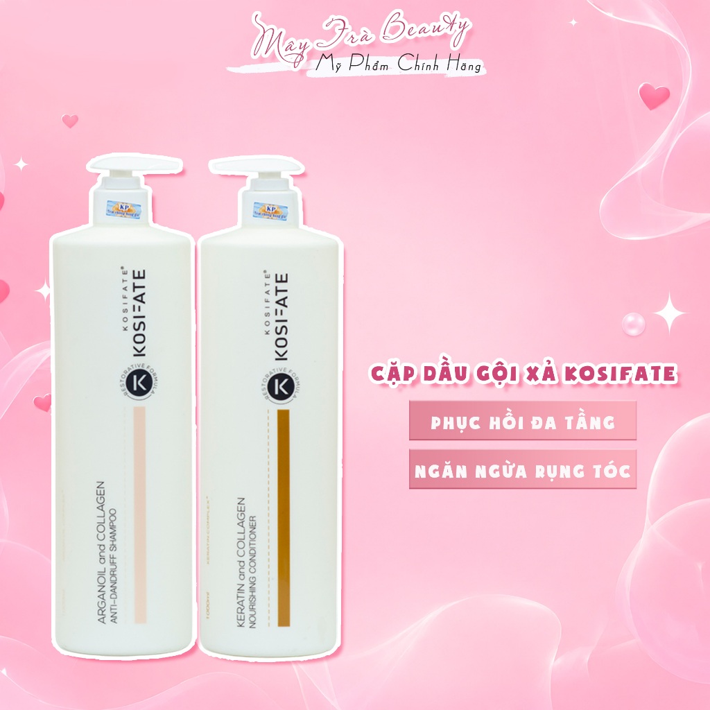 Cặp gội xả dưỡng sinh, phục hồi đa tầng, sạch gàu bổ sung dưỡng chất cho tóc KOSIFATE 1000ml