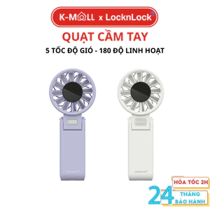 Quạt Cầm Tay LocknLock Foldable Handheld Fan ENF326 Ngà/Tím - 5 Tốc Độ Gió, Gấp Gọn Linh Hoạt 180 Độ - K-MALL