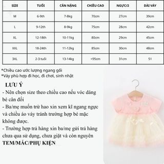 Váy dự tiệc sinh nhật cho bé gái tay ngắn vải thun phối lưới xòe phồng xinh xắn D1353