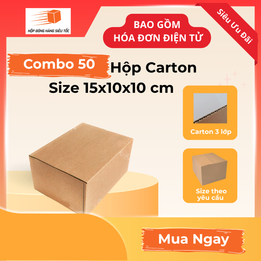 [Combo] Hộp Carton 15x10x10cm 3 Lớp ( Giá Đã Gồm Hóa Đơn - Thùng Giấy Hộp Carton Đóng Hàng - Giá Sỉ)