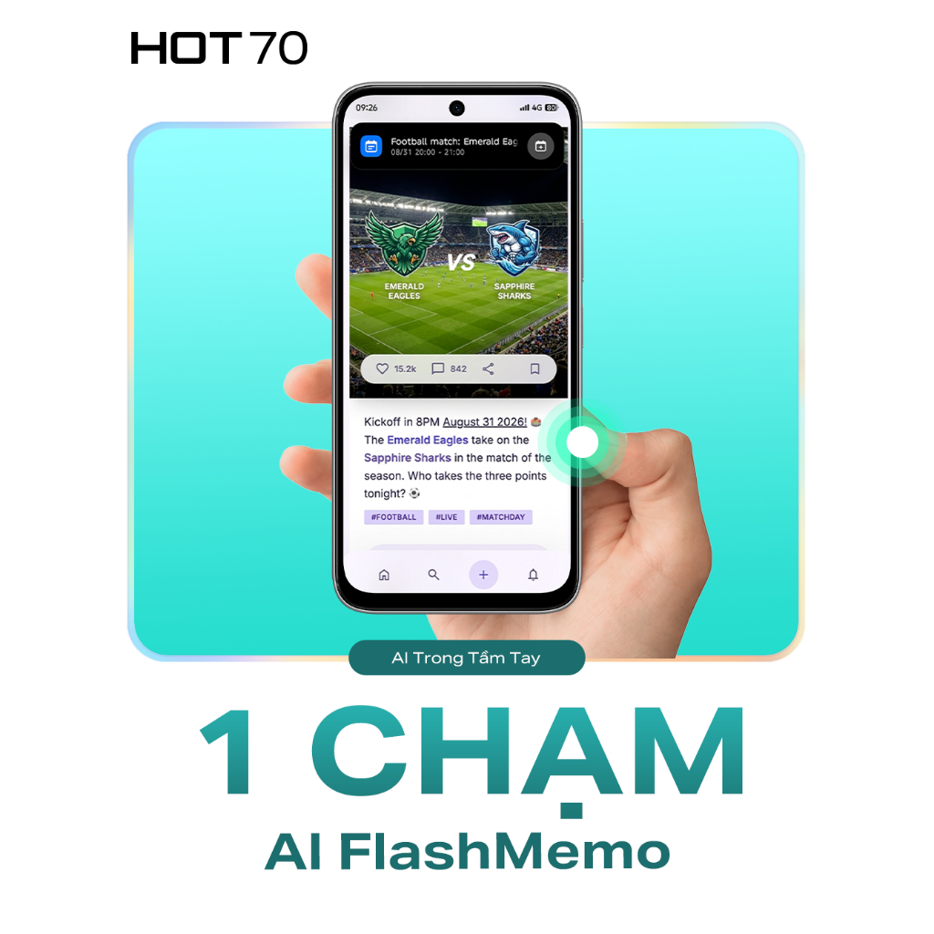 Infinix HOT 70 (4+4GB/128GB) điện thoại Chính Hãng - Màn Hình Lớn, Pin Bền, Hiệu Năng Mượt Bộ Nhớ Lớn, Bảo Hành 12 Tháng