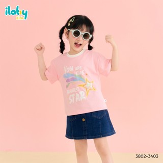 Mix set bộ bé gái ILABY HCM áo thun co giãn 4 chiều và chân váy jeans chữ A đính cúc [3802+3403]