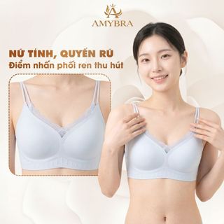 [ BST HÈ ] Áo Ngực Nữ AMYBRA Đúc Su Không Gọng Êm Ái, Áo Lót Nữ Phối Ren Mềm Gợi Cảm A2606