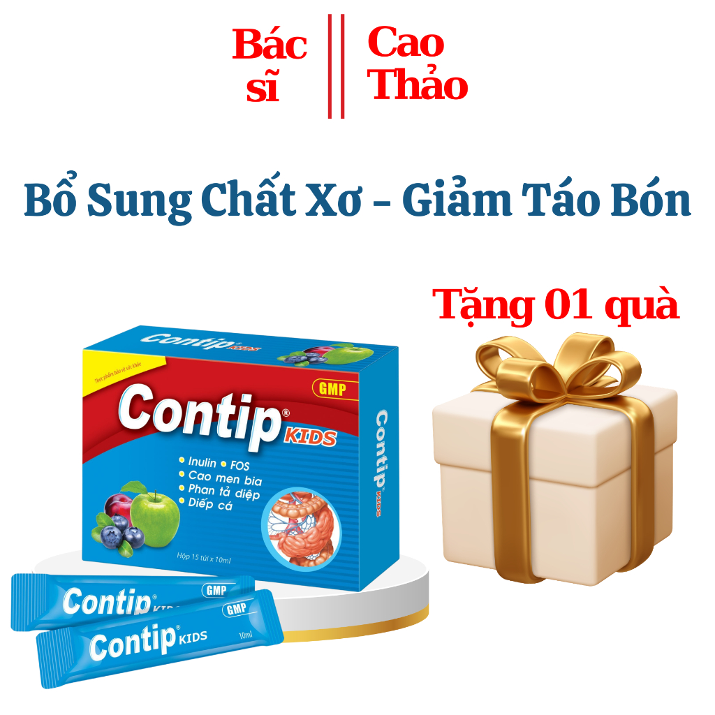 CONTIP KIDS - Bổ Sung Chất Xơ, Hỗ Trợ Nhuận Tràng, Thông Tiện, Giảm Táo Bón Hộp 15 Túi