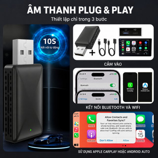 Android Auto 2 trong 1 Bộ chuyển đổi CarPlay không dây Kết nối tự động không dây Cắm và chạy WiFi Có dây Không dây USB