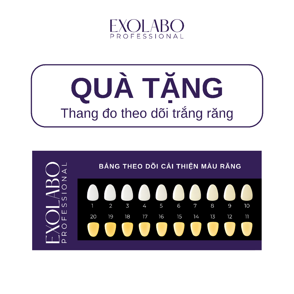 [ EXOLABO ] QUÀ TẶNG KHÔNG BÁN Thang Đo Theo Dõi Độ Trắng của Răng, So Sánh Màu Răng, Kiểm tra độ Vàng của Răng
