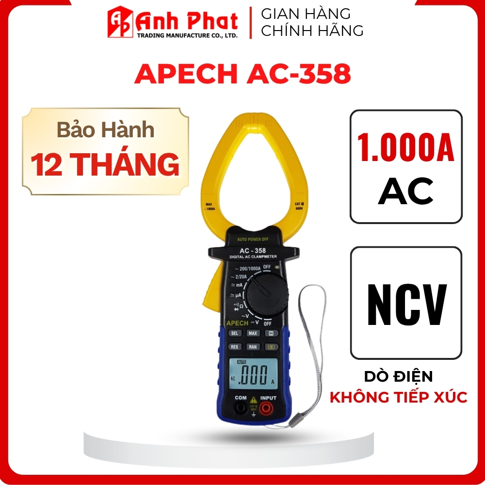 Ampe kìm đo 1000A AC thiết kế nhỏ nhẹ tích hợp nhiều chức năng