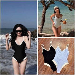 ( sẵn Mút) •CÓ SẴN HN• HỎA TỐC set bikini viền trắng trẻ trung sẵn mút