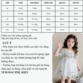 Váy công chúa bé gái dự tiệc vải lưới mềm phối nơ D1350 Bí Ngô Nhỏ