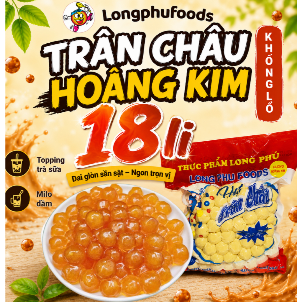 [CHUYÊN MILO DẰM] Trân Châu Khổng Lồ Đặc Biệt Long Phú - Topping Chuyên Milo dằm, Trà sữa, Trà trái cây