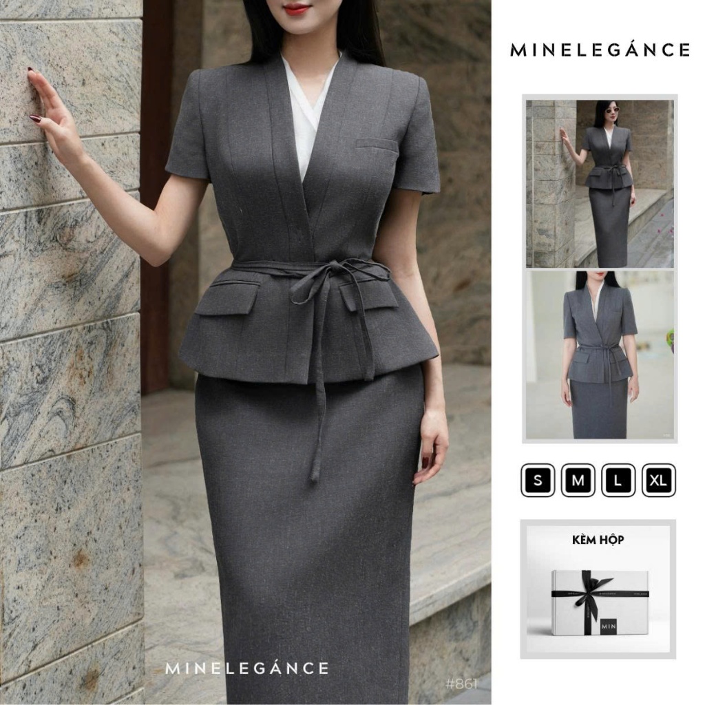 MINELEGÁNCE | SET VEST & CHÂN VÁY BÚT CHÌ THANH LỊCH, SANG TRỌNG - MIN861