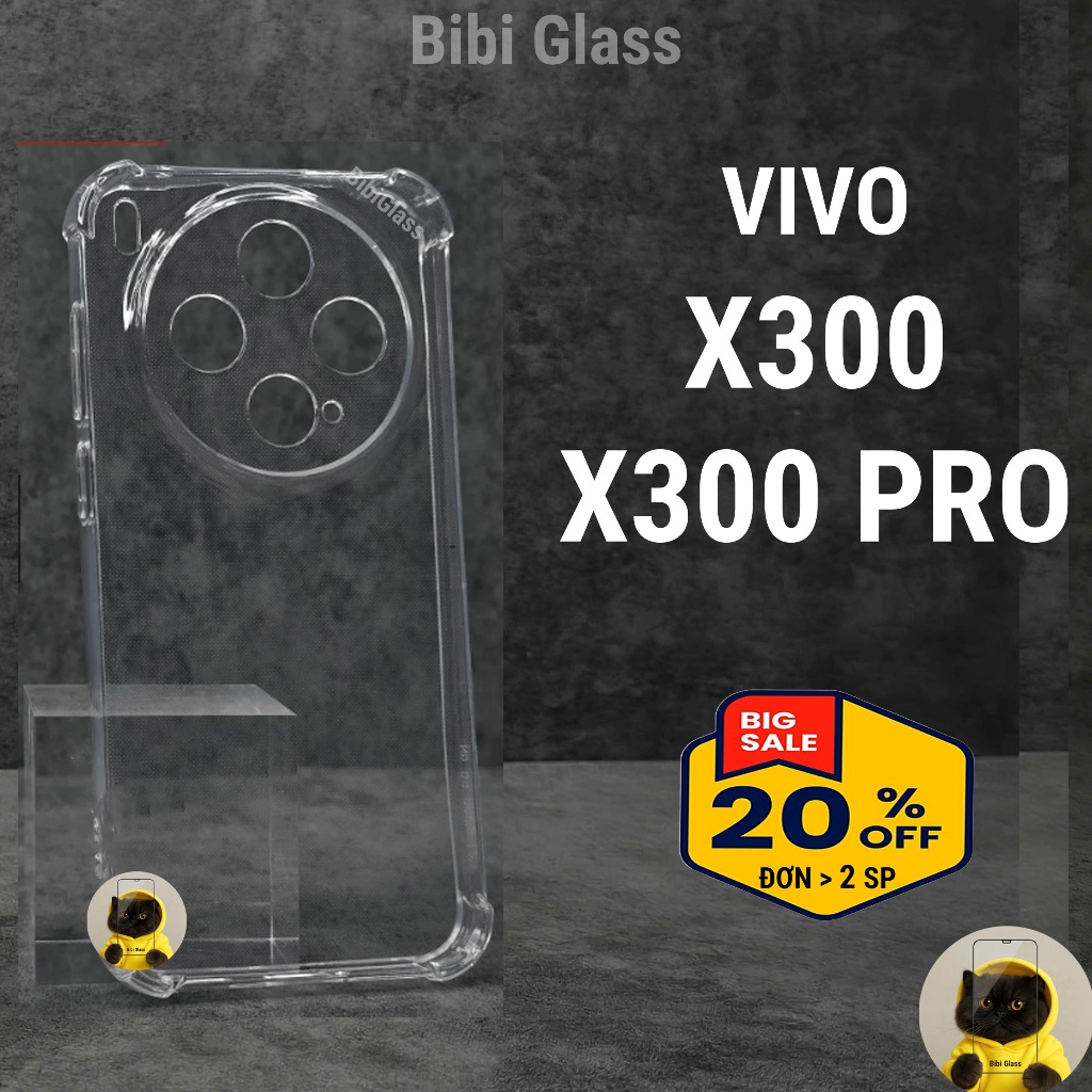 Ốp lưng Vivo X300, X300 Pro dẻo trong suốt silicon bảo vệ camera Vỏ bao điện thoại vv