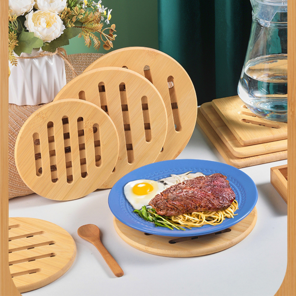 Miếng lót nồi cách nhiệt ( Gỗ tre đầy đủ size để lựa chọn ) Dùng Để Lót Nồi Bảo Vệ Bề Mặt Bàn Và Nồi