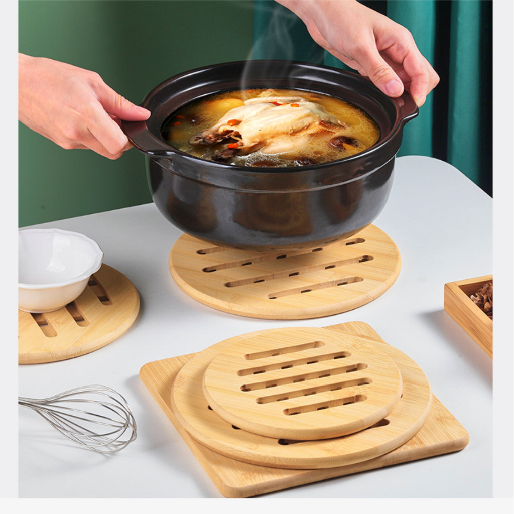 Miếng lót nồi cách nhiệt ( Gỗ tre đầy đủ size để lựa chọn ) Dùng Để Lót Nồi Bảo Vệ Bề Mặt Bàn Và Nồi
