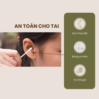 [QÙA TẶNG] Tăm Bông Loại 42 Que/ Túi, Chất Bông Cotton Tự Nhiên, Mềm Êm An Toàn Cho Tai