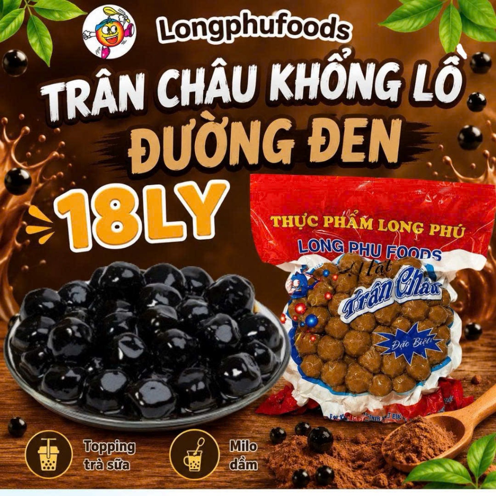 [CHUYÊN MILO DẰM] Trân Châu Khổng Lồ Đặc Biệt Long Phú - Topping Chuyên Milo dằm, Trà sữa, Trà trái cây