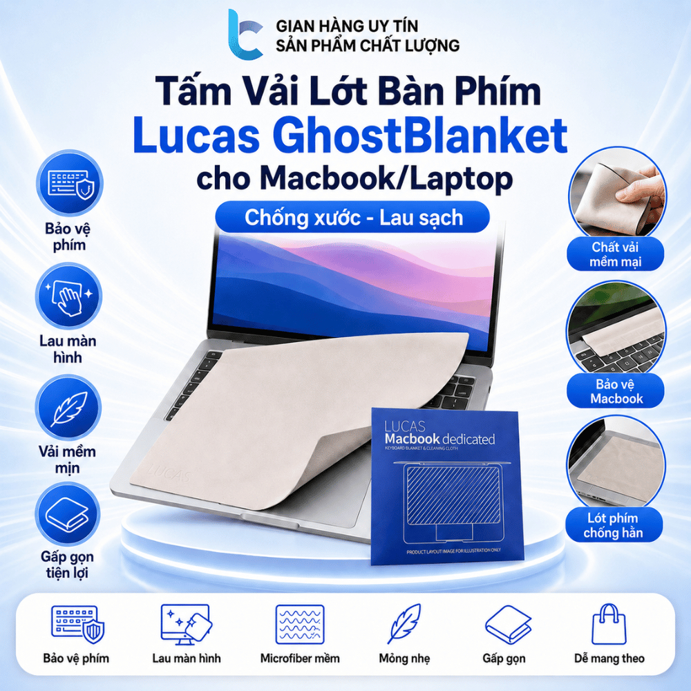 Tấm Vải Lót Bàn Phím Macbook Chống Bụi Bẩn, Trầy Màn Hình Lucas GhostBlanket