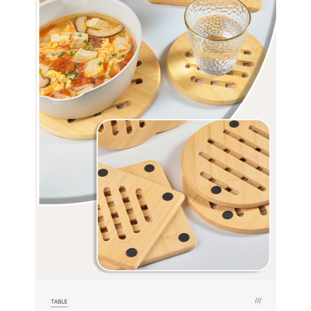 Miếng lót nồi cách nhiệt ( Gỗ tre đầy đủ size để lựa chọn ) Dùng Để Lót Nồi Bảo Vệ Bề Mặt Bàn Và Nồi