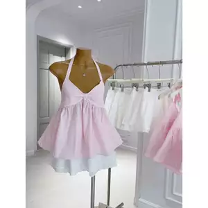 SET ÁO SỌC NƠ NGỰC PHỐI CHÂN VÁY XÔ HOA, SET ĐỒ NỮ TIỂU THƯ, NHẸ NHÀNG | MEOINDAHOUSE