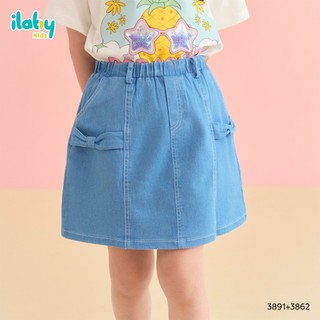Mix set bé gái ILABY HCM áo thun cotton co dãn 4 chiều và chân váy jeans mềm đính nơ [3891+3862]