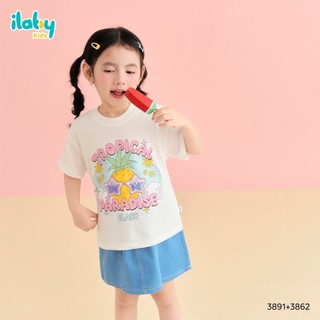 Mix set bé gái ILABY HCM áo thun cotton co dãn 4 chiều và chân váy jeans mềm đính nơ [3891+3862]