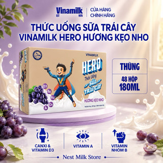 Sữa Trái Cây Vinamilk Hero Hương Kẹo Nho 180ml - Thùng 48 Hộp