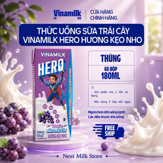 Sữa Trái Cây Vinamilk Hero Hương Kẹo Nho 180ml - Thùng 48 Hộp