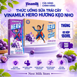 Sữa Trái Cây Vinamilk Hero Hương Kẹo Nho 180ml - Thùng 48 Hộp