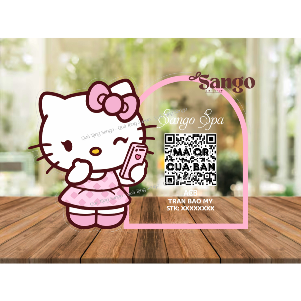 Biển QR Hello Kitty yêu màu hồng- Quà Tặng Sango