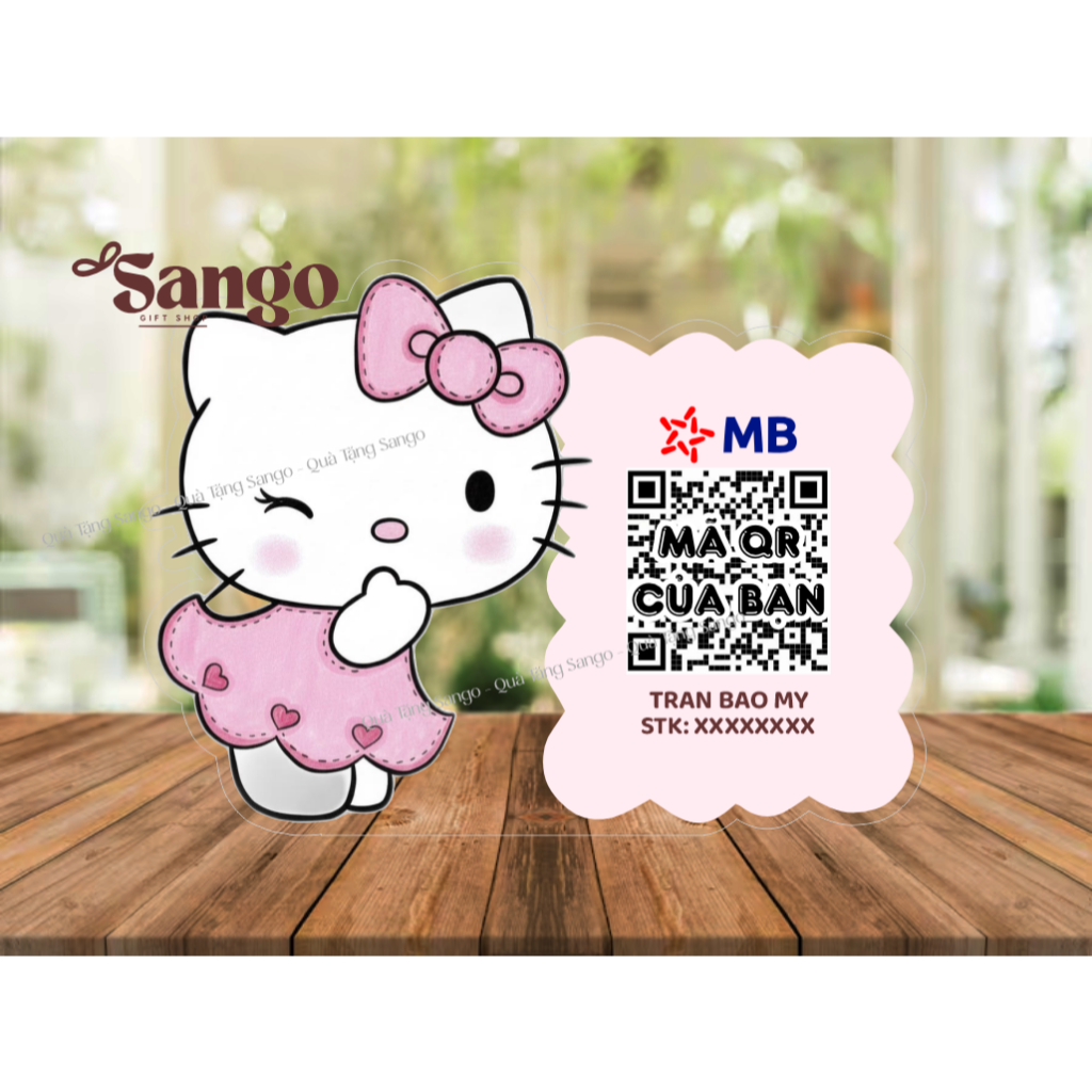 Biển QR Hello Kitty yêu màu hồng- Quà Tặng Sango