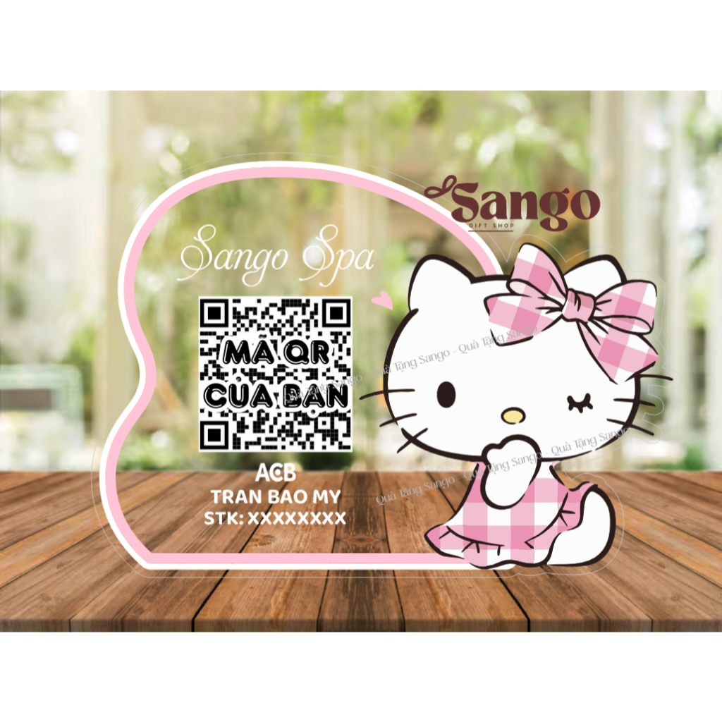 Biển QR Hello Kitty yêu màu hồng- Quà Tặng Sango