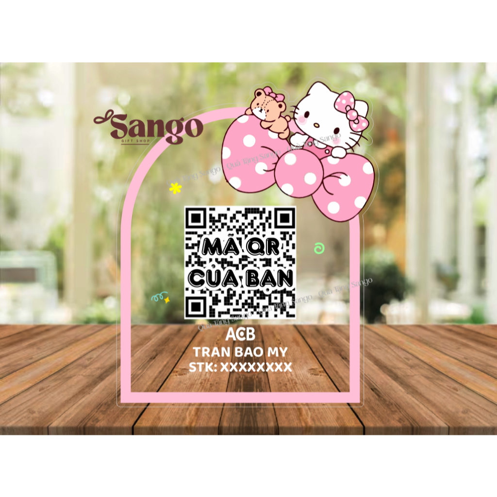 Biển QR Hello Kitty yêu màu hồng- Quà Tặng Sango
