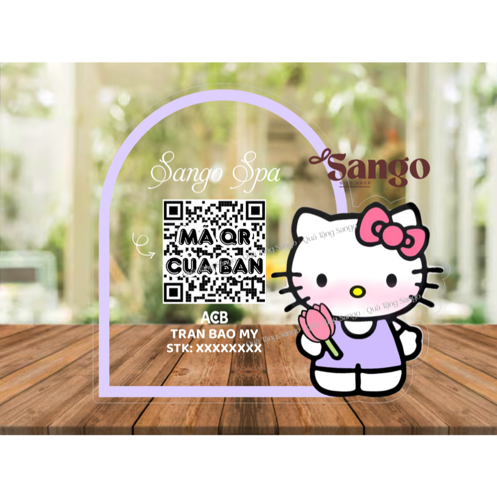 Biển QR Hello Kitty yêu màu hồng- Quà Tặng Sango