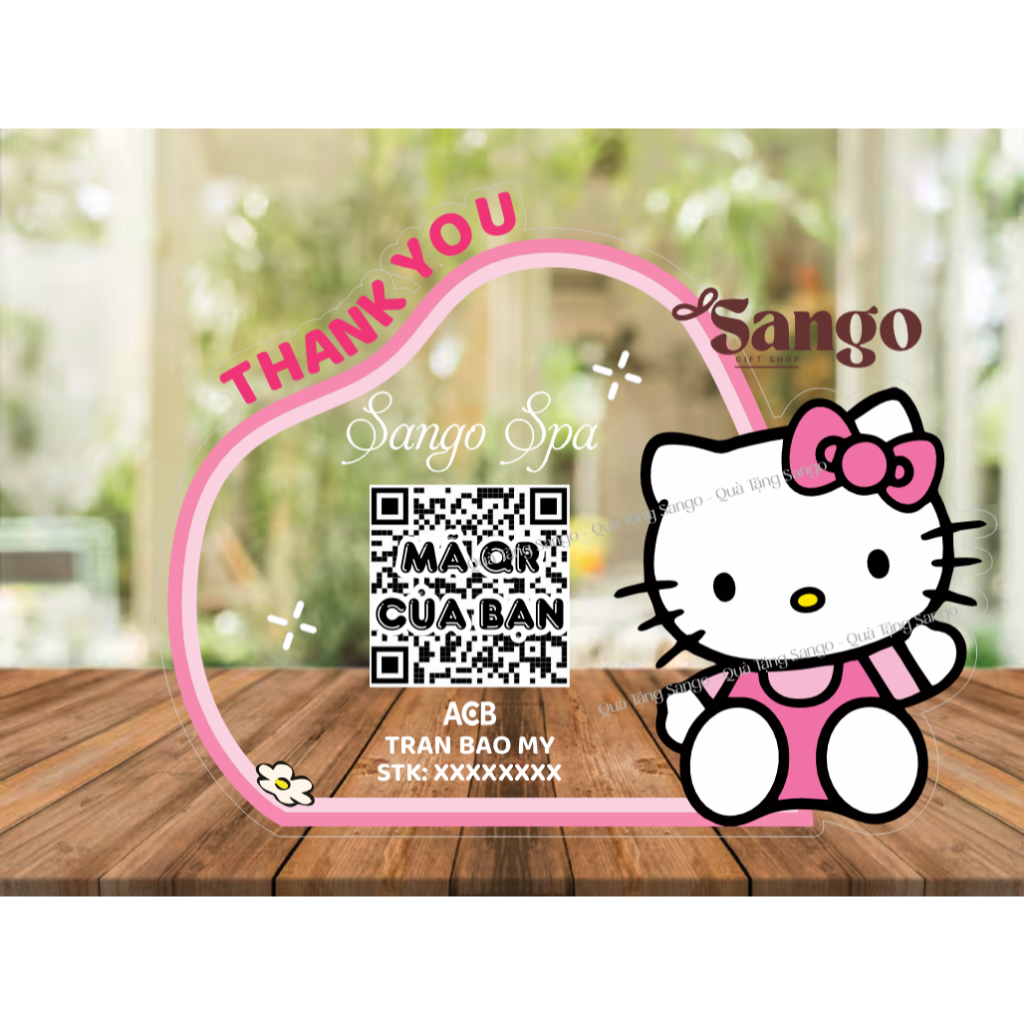 Biển QR Hello Kitty yêu màu hồng- Quà Tặng Sango