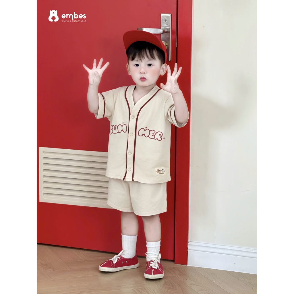 Bộ Cộc Cho Bé Embes, Combo 2 Bộ Cộc Tay Summer  Thể Thao Chất Cotton Mềm Mại Cho Bé Trai Từ 8-18kg