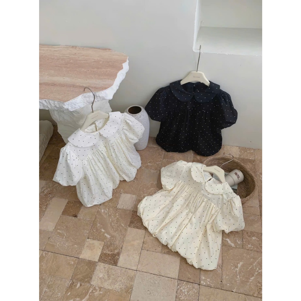[Hottrend] Áo chấm bi cổ sen dáng bí  LinhTây.Clothing -A10