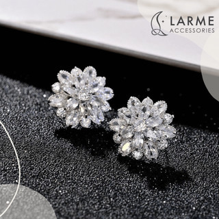 Khuyên tai nữ bông tai hoa tuyết bông tai cô dâu, dự tiệc phong cách sang trọng Larme accessories -KT0253