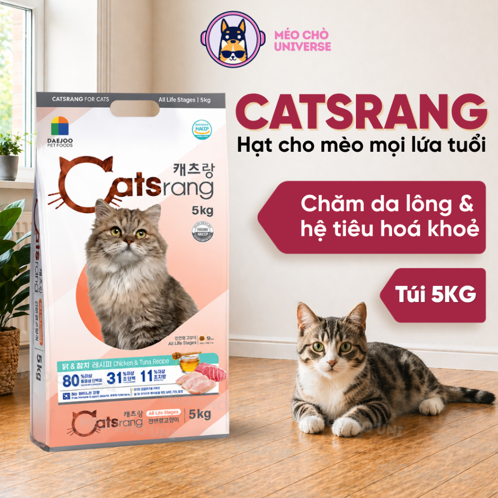 [CHÍNH HÃNG] Thức ăn hạt cho mèo mọi lứa tuổi Catsrang 5KG nhập khẩu Hàn Quốc - MÉO CHÒ UNI