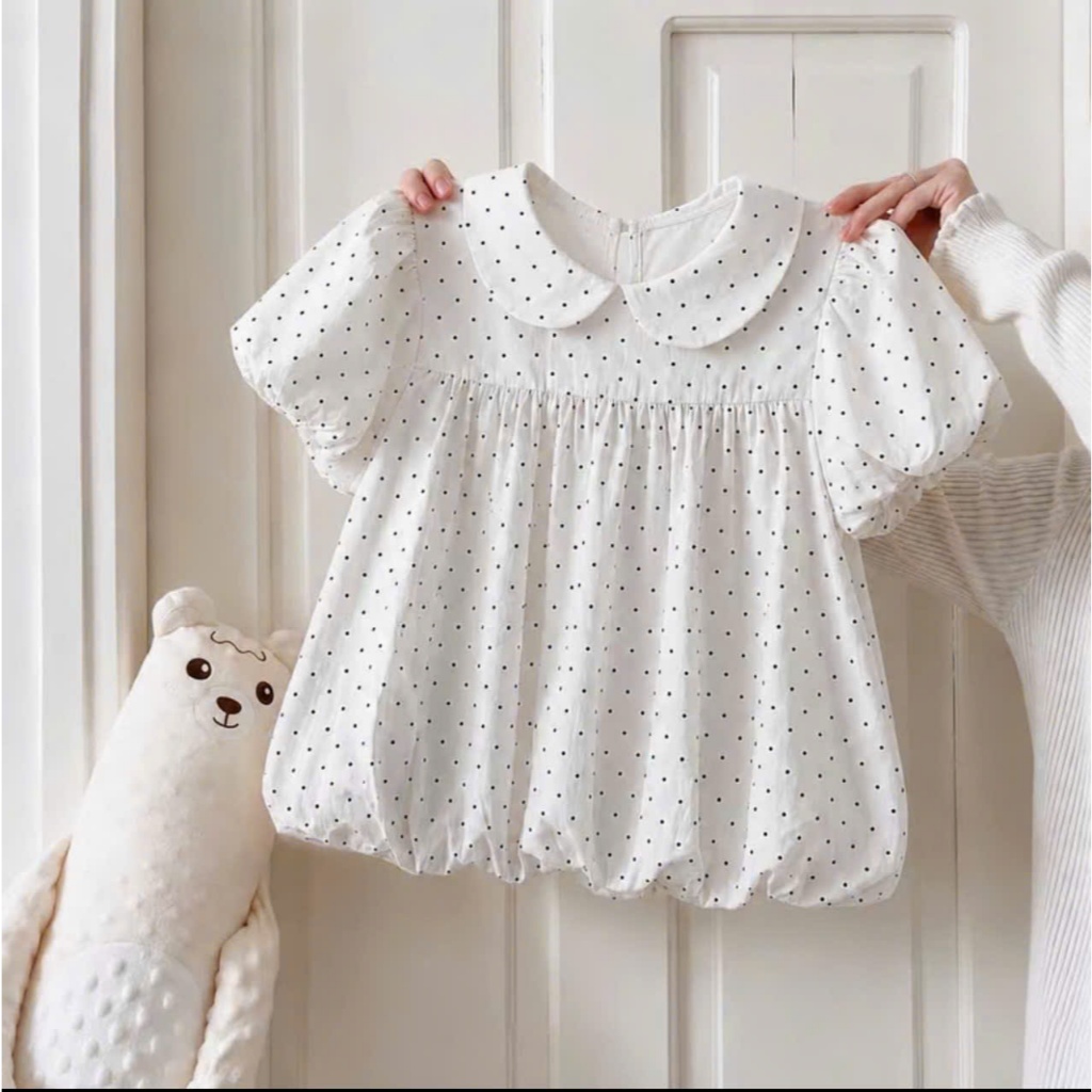 [Hottrend] Áo chấm bi cổ sen dáng bí  LinhTây.Clothing -A10