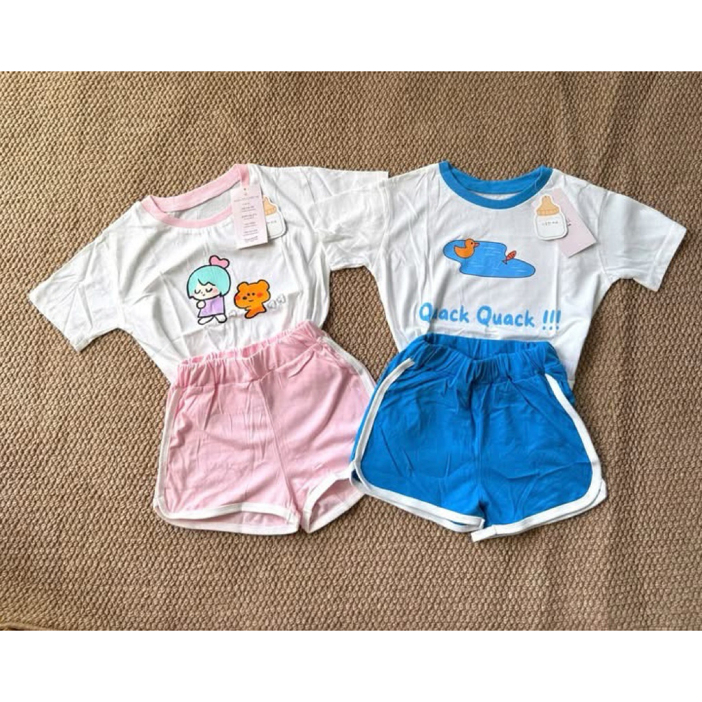 Bộ cộc tay “Chiu” Cotton Cho Bé Trai Bé Gái - Set Đồ Bộ Mùa Hè Cho Bé Họa Tiết Quack Quack / Hoạt Hình Siêu Đáng Yêu