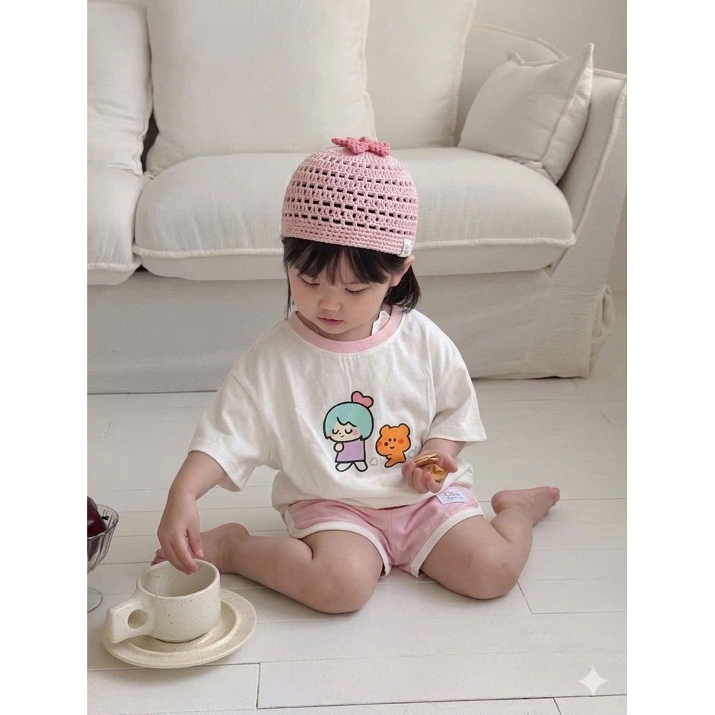 Bộ cộc tay “Chiu” Cotton Cho Bé Trai Bé Gái - Set Đồ Bộ Mùa Hè Cho Bé Họa Tiết Quack Quack / Hoạt Hình Siêu Đáng Yêu