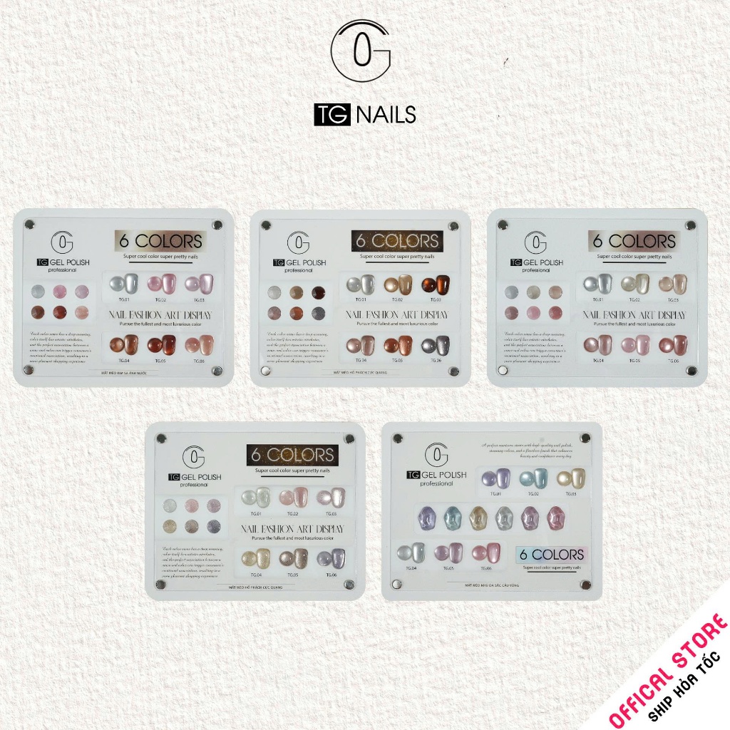 Set sơn gel 6 màu mắt mèo TG hiệu ứng ảo diệu siêu sáng