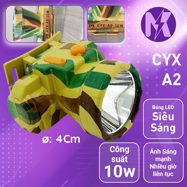 Đèn Đội Đầu CYX A2 LED Siêu Sáng Chiếu Xa Pin Sạc Câu Cá Đi Rừng Cắm Trại Kèm Sạc Dây Đeo