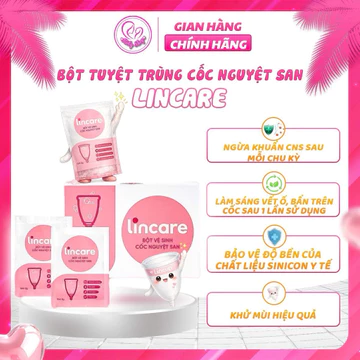 Bột tiệt trùng cốc nguyệt san Lincare hộp 12 gói - Vệ sinh cốc sạch sẽ, giữ cốc trắng đẹp,bền màu