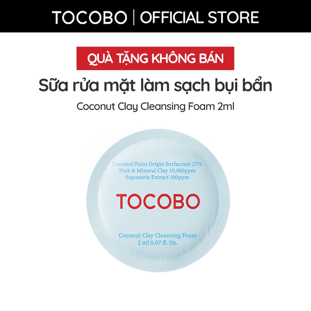 [Quà tặng] Sữa rửa mặt làm sạch bụi bẩn & thu nhỏ lỗ chân lông Tocobo Coconut Clay Cleansing Foam 2ml