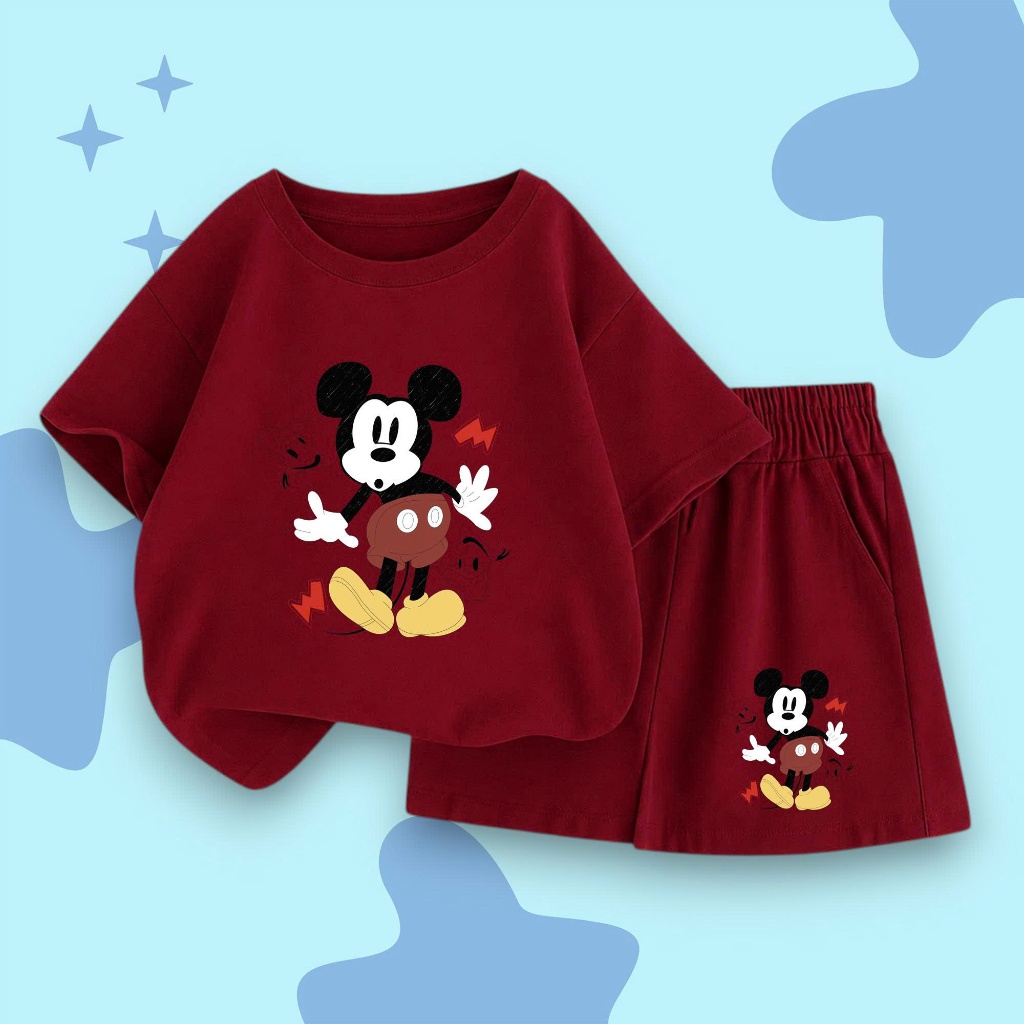 sét bô quần áo côc tay in hình MICKEY cho các bé gái 10-53 kg