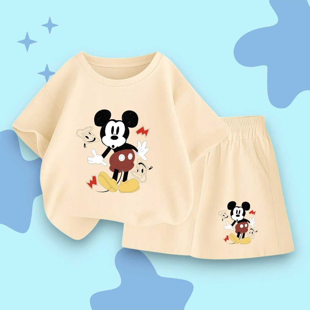 sét bô quần áo côc tay in hình MICKEY cho các bé gái 10-53 kg