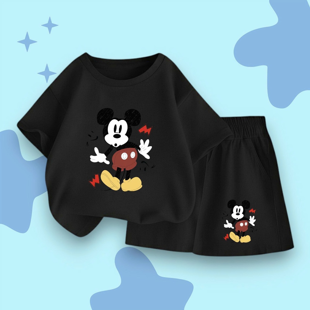 sét bô quần áo côc tay in hình MICKEY cho các bé gái 10-53 kg